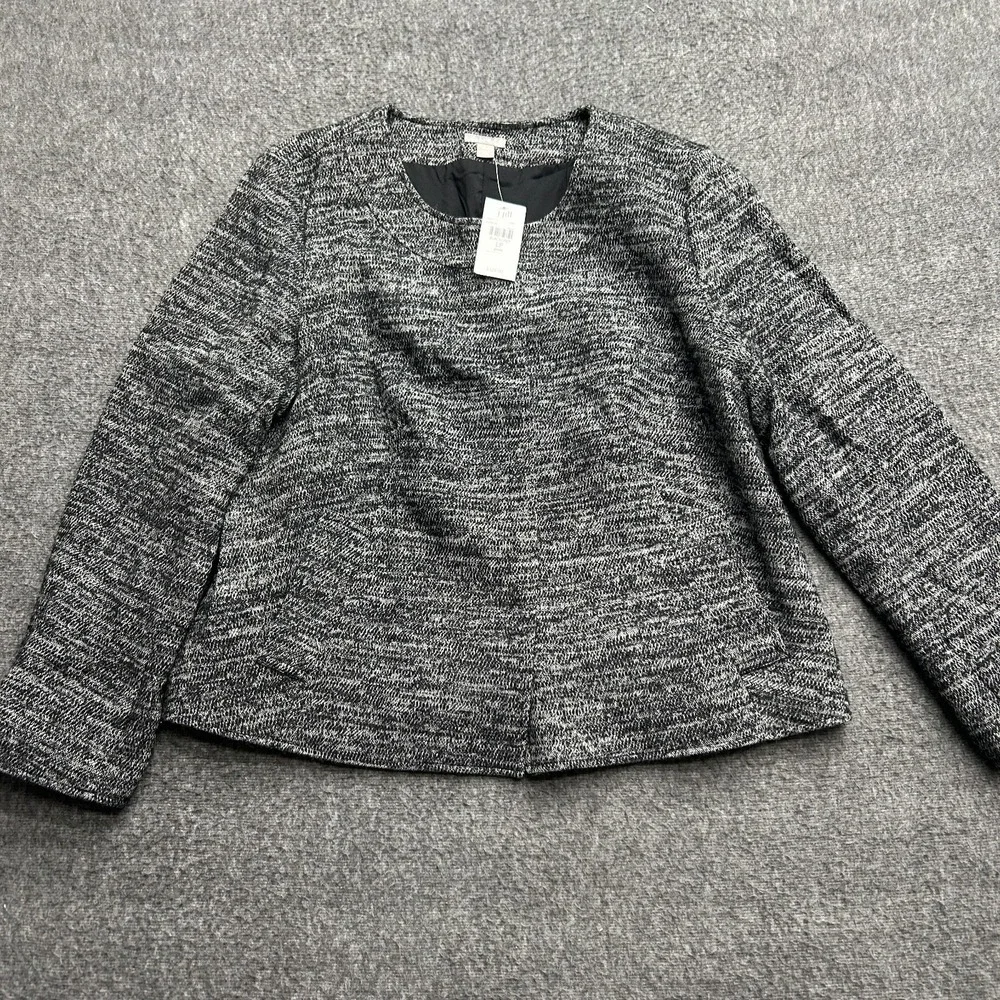 J Jill Blazer Wool Blend Tweed Button Up Jacket Large Petite Work‎ Career